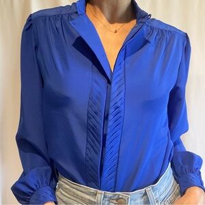 Vintage Astor One blue mock neck size medium blouse